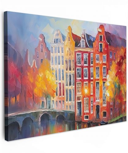 Grachtenpanden - Kunst - Schilderij - Amsterdam