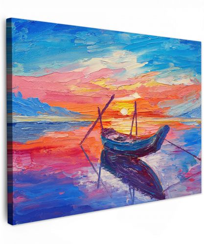 Schilderij - Boot - Olieverf - Water