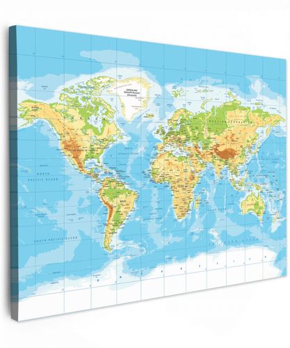 Wereldkaart - Staatkundig - Blauw - Aarde - Educatief