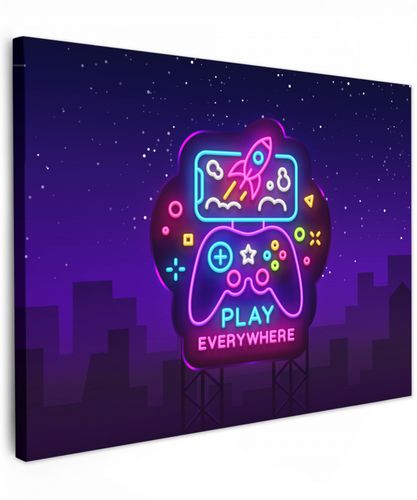 Gaming - Neon - Play - Blauw - Nacht - Controller