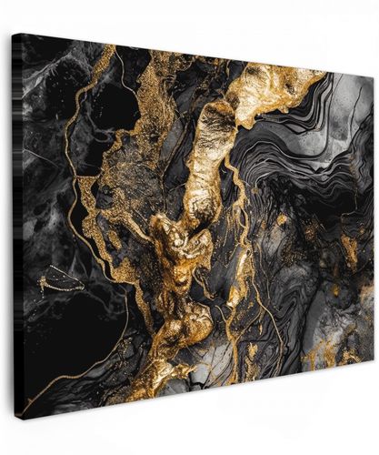 Marmer - Zwart - Goud - Abstract