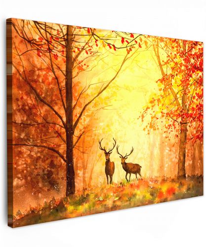 Natuur - Olieverf - Hert - Dieren - Herfst - Oranje