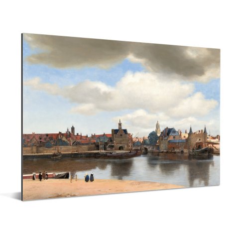 Gezicht op Delft - Schilderij van Johannes Vermeer Aluminium