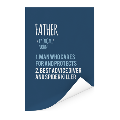 Vaderdag - blauwe print met tekst - Father Poster