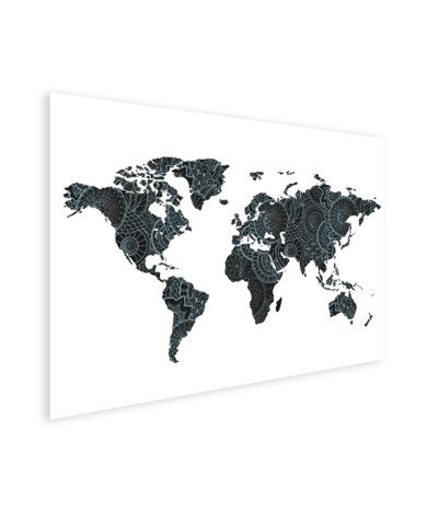 Aziatische print zwart-blauw poster
