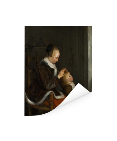 De luizenjacht - Schilderij van Gerard ter Borch Poster 