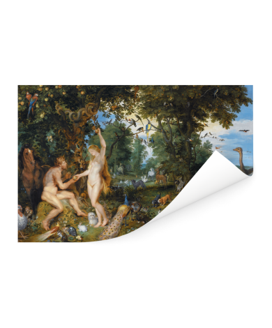 Het aardse paradijs met de zondeval van Adam en Eva - Schilderij van Peter Paul Rubens Poster
