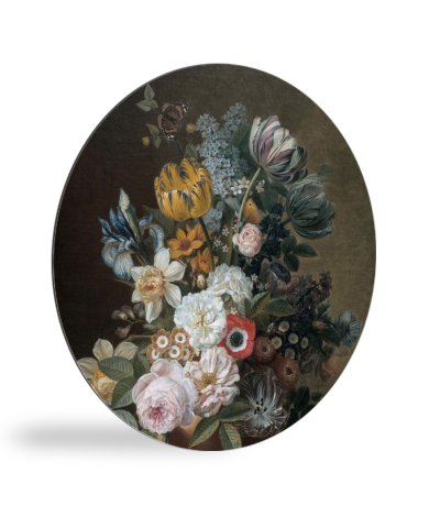 Stilleven met bloemen - Schilderij van Eelke Jelles Eelkema wandcirkel 