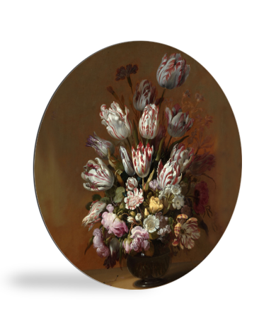 Stilleven met bloemen - Schilderij van Hans Bollongier wandcirkel 