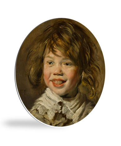 Lachende jongen - Schilderij van Frans Hals wandcirkel 