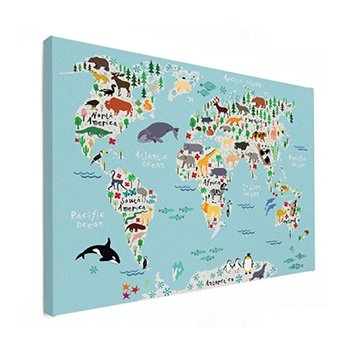 Wereldkaart Ons dierenrijkCanvas