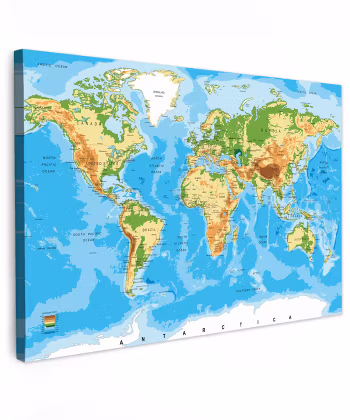 Canvas schilderij - Wereldkaart - Atlas - Kleuren - Kids - Jongens - Meisjes