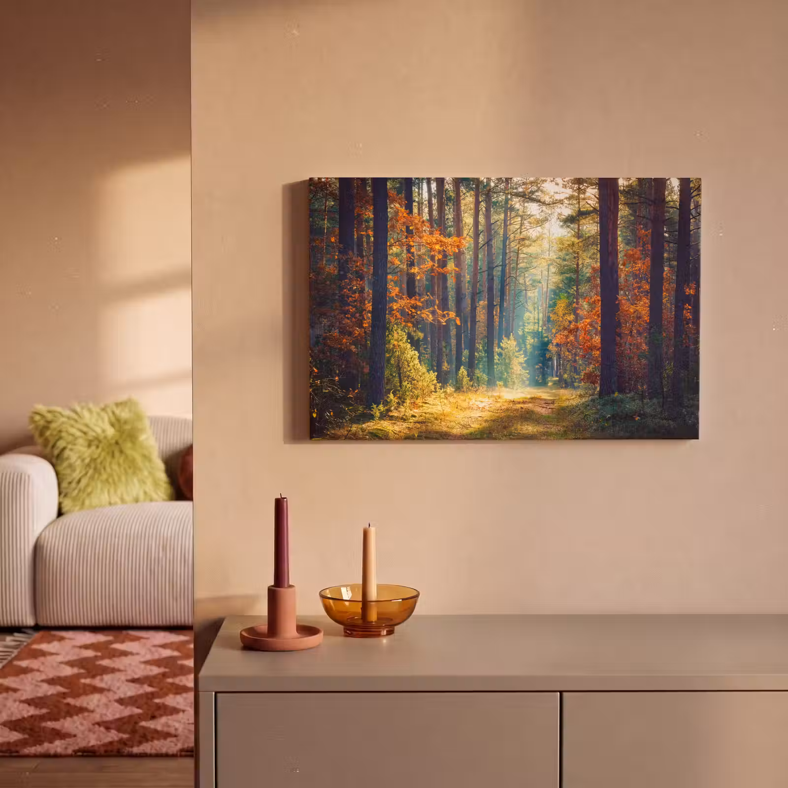 Canvas schilderij - Bos - Zon - Natuur - Herfst — 1