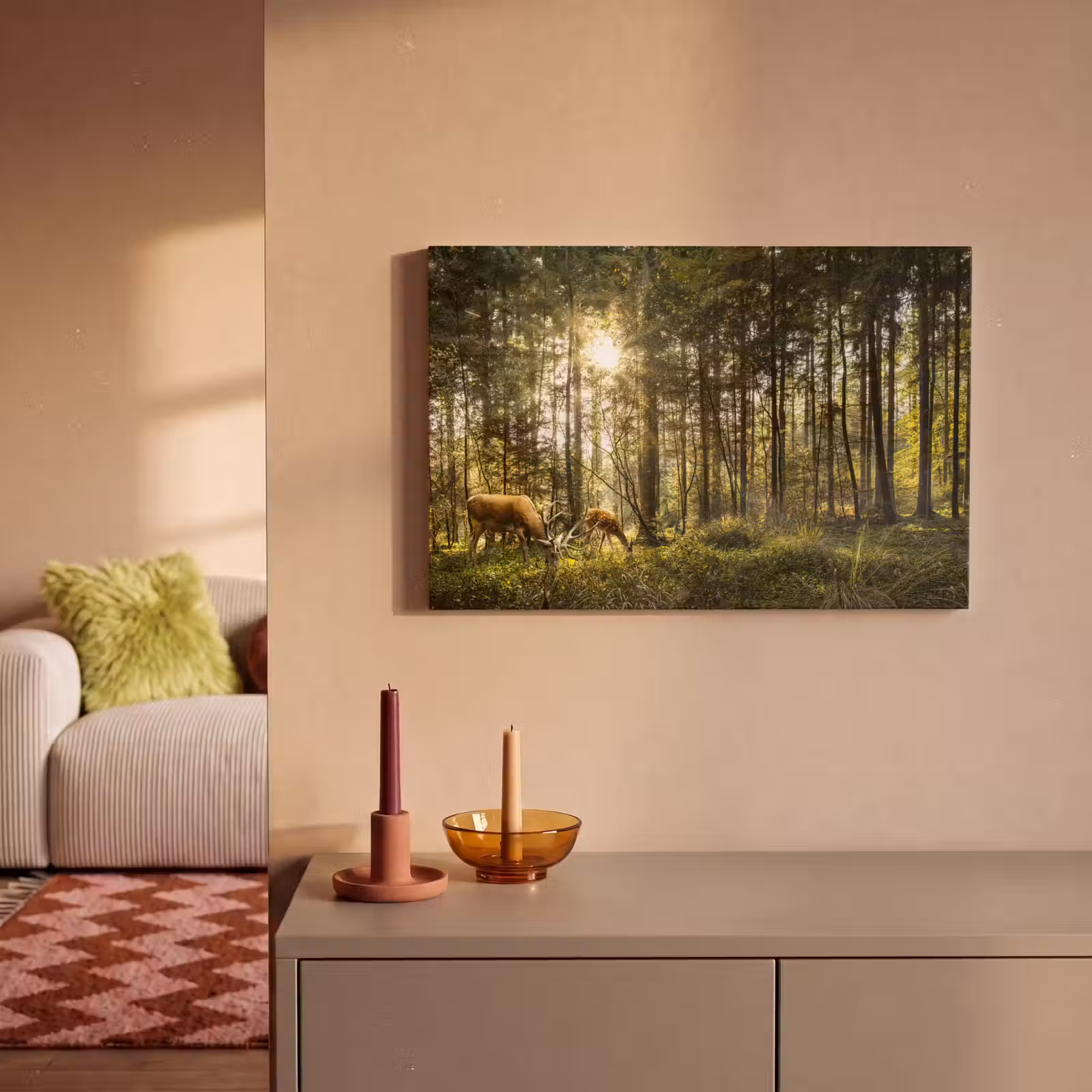 Canvas schilderij - Hert - Natuur - Bos — 1