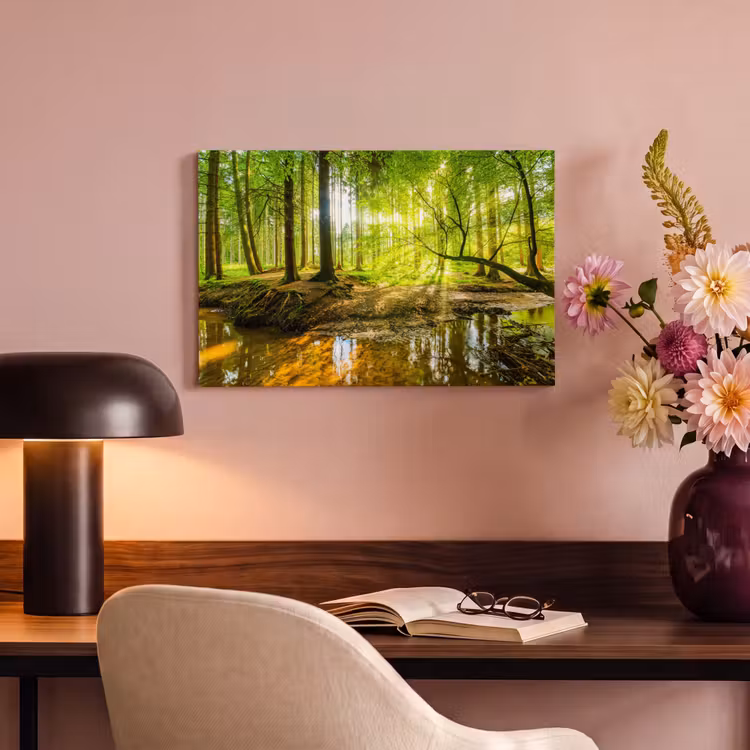 Canvas schilderij - Bos - Landschap - Water - Bomen - Zon - Groen - Natuur — 2