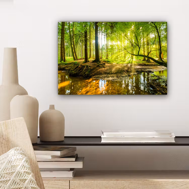 Canvas schilderij - Bos - Landschap - Water - Bomen - Zon - Groen - Natuur — 3