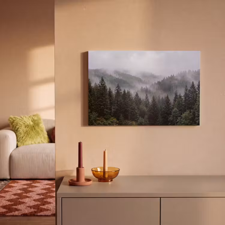 Canvas schilderij - Bos - Mist - Bomen - Natuur — 1