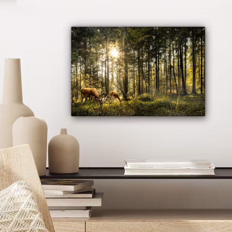 Canvas schilderij - Hert - Natuur - Bos — 3