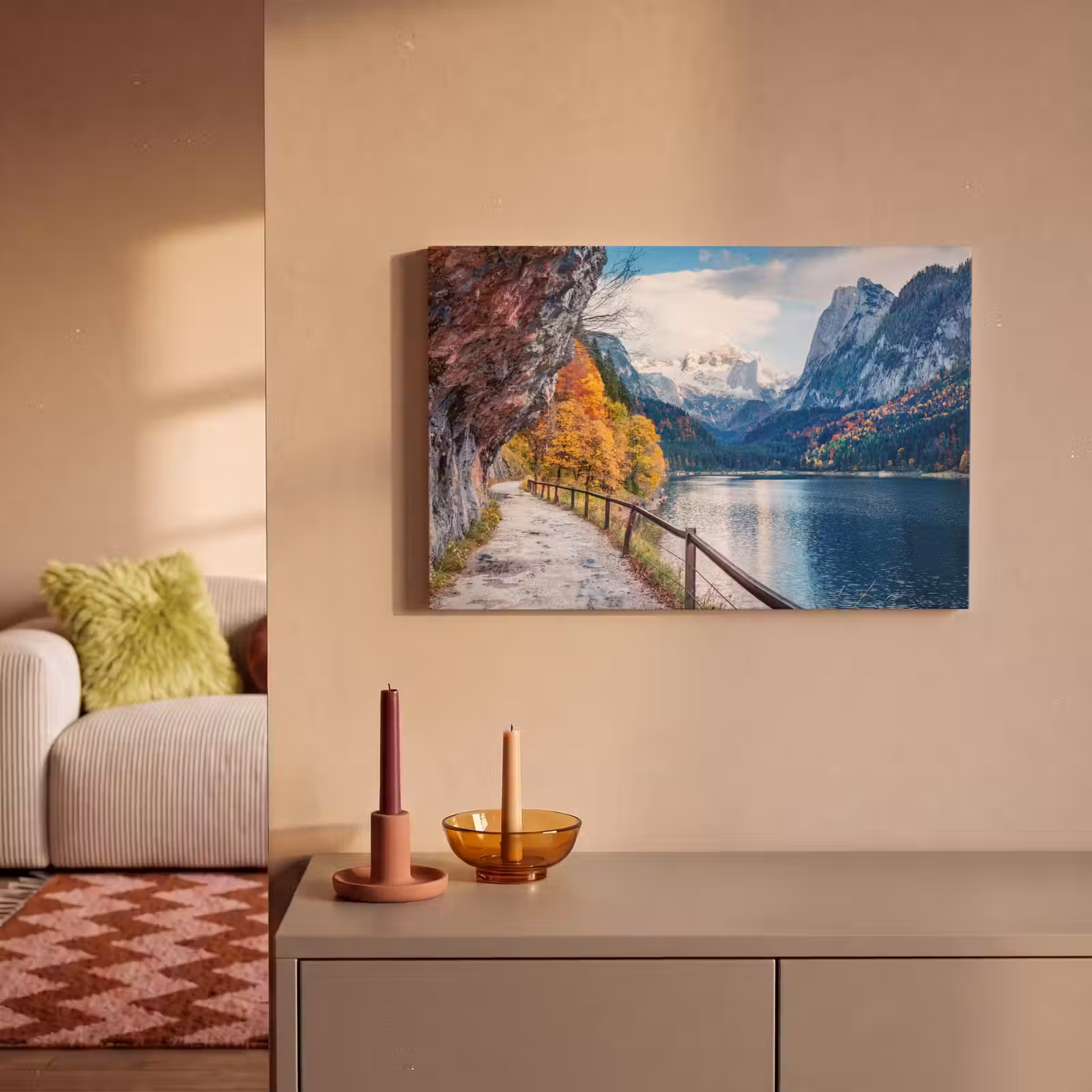 Canvas schilderij - Bergen - Meer - Pad - Natuur - Water — 1