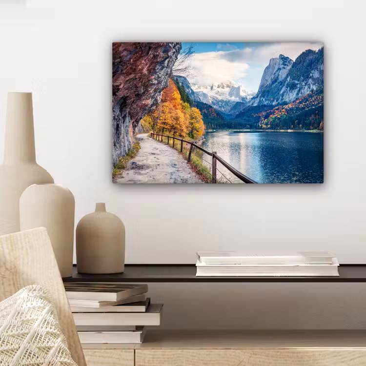 Canvas schilderij - Bergen - Meer - Pad - Natuur - Water — 3