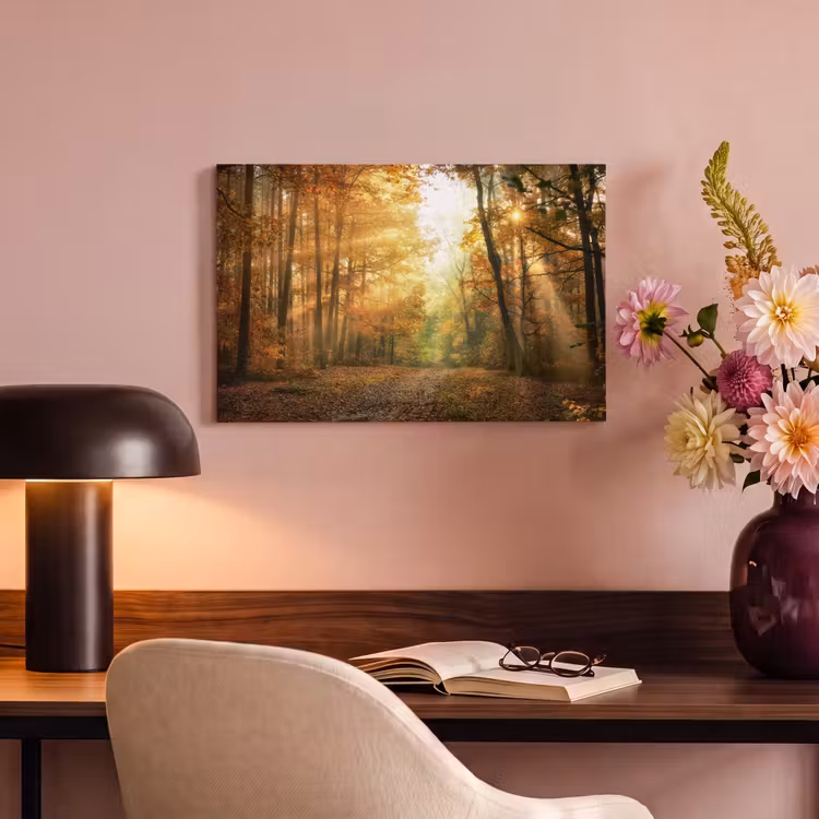 Canvas schilderij - Bos - Herfst - Zon - Landschap - Natuur - Bomen - Bladeren — 2