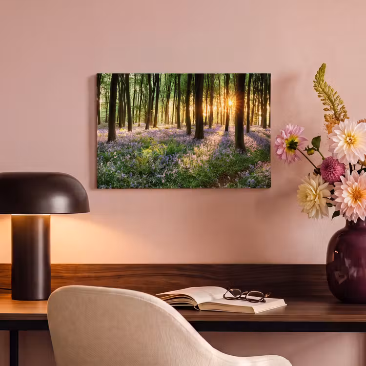 Canvas schilderij - Bos - Natuur - Bloemen - Zon - Boom - Paars — 2
