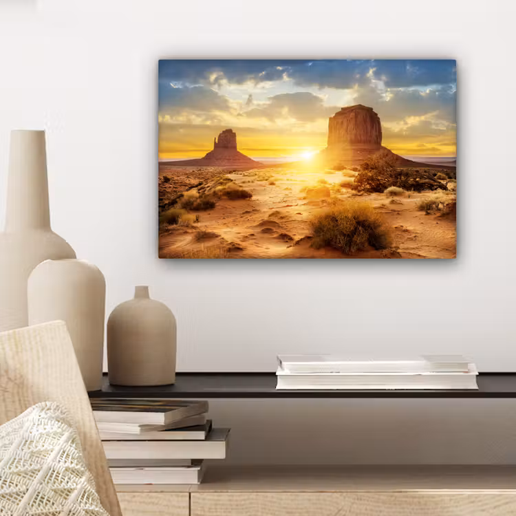 Canvas schilderij - Zonsondergang - Rots - Landschap - Horizon — 3
