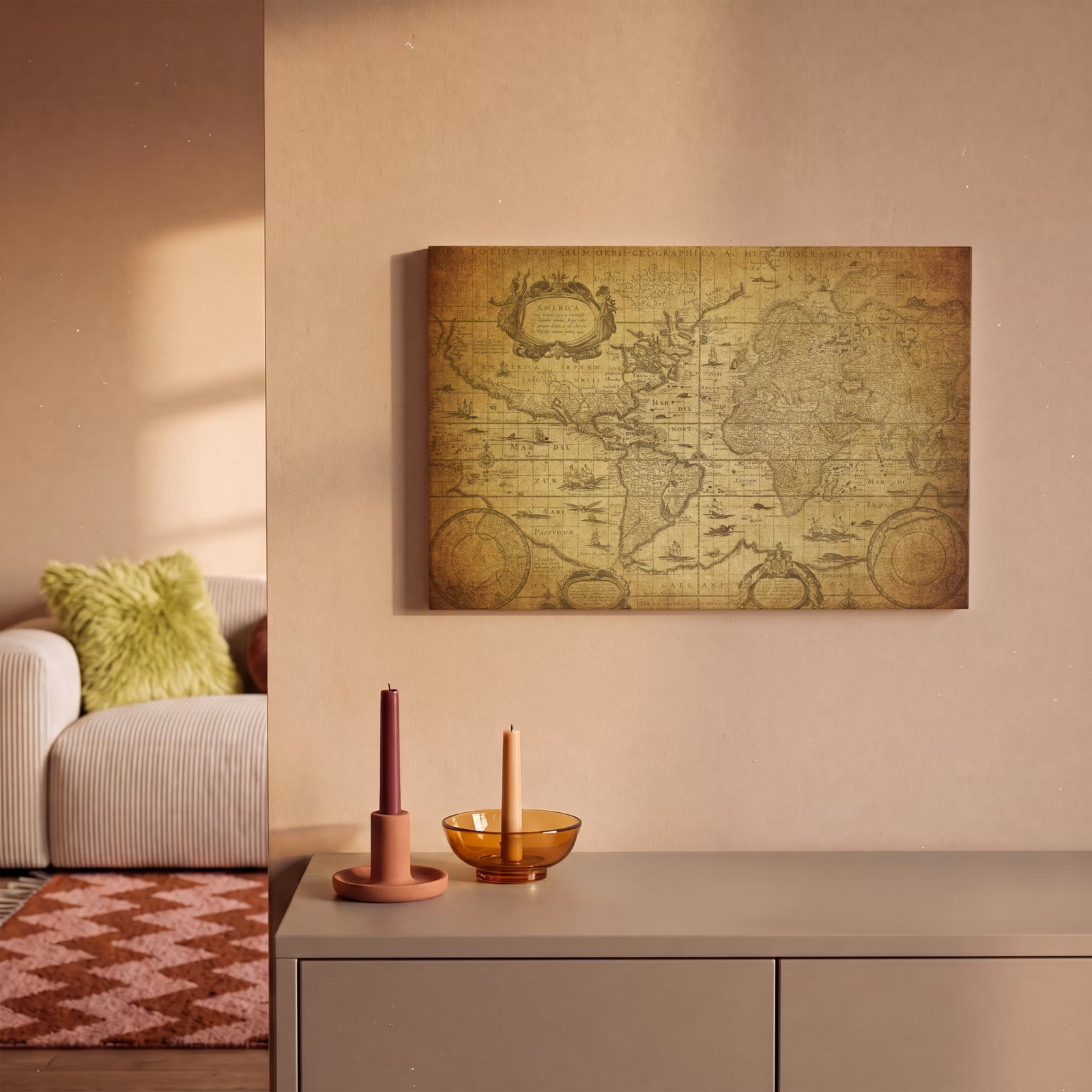 Canvas schilderij - Wereldkaart - Vintage - Geschiedenis - Kinderen - Jongens - Meisjes — 1