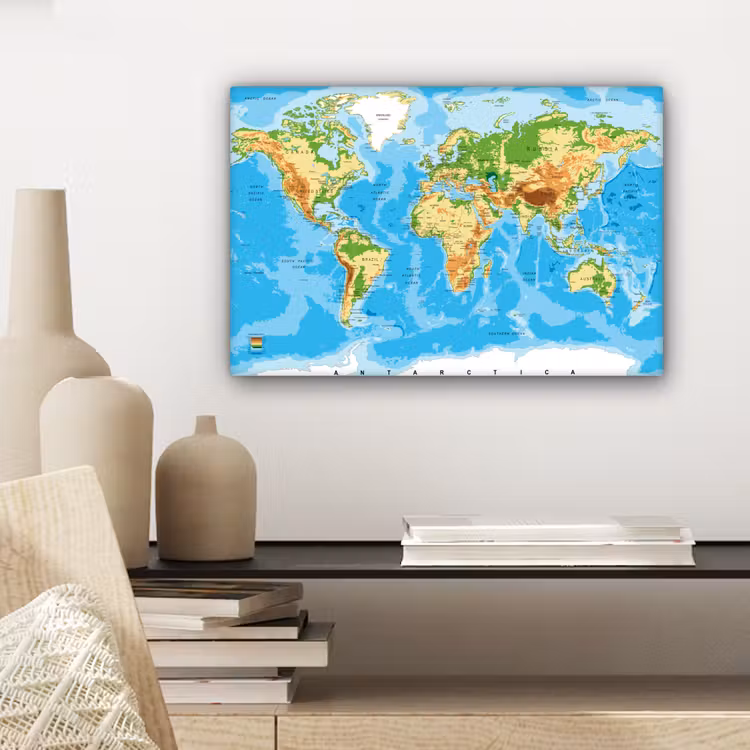 Canvas schilderij - Wereldkaart - Atlas - Kleuren - Kids - Jongens - Meisjes — 3