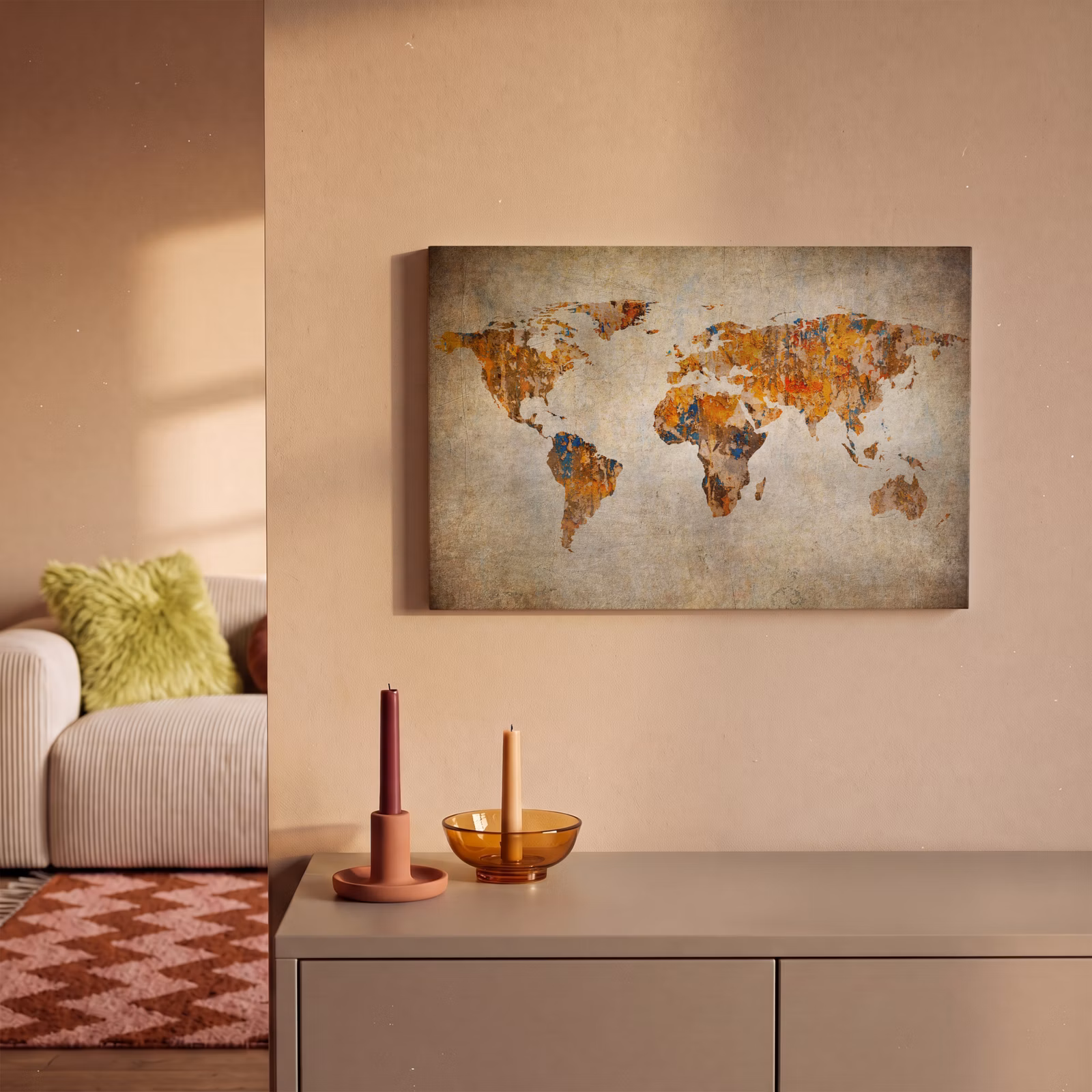 Canvas schilderij - Wereldkaart - Vintage - Abstract - Kinderen - Jongens - Meisjes — 1
