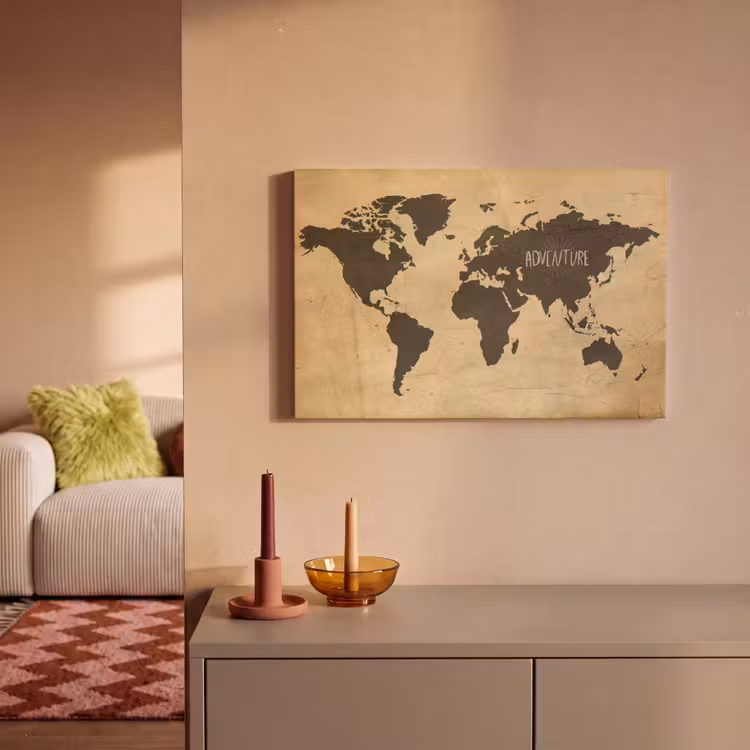 Canvas schilderij - Wereldkaart - Quote - Vintage — 1