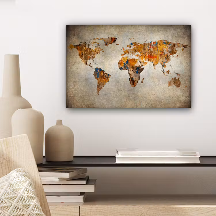 Canvas schilderij - Wereldkaart - Vintage - Abstract - Kinderen - Jongens - Meisjes — 3