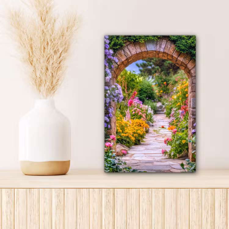 Canvas schilderij - Doorkijk - Bloemen - Pad - Natuur — 5