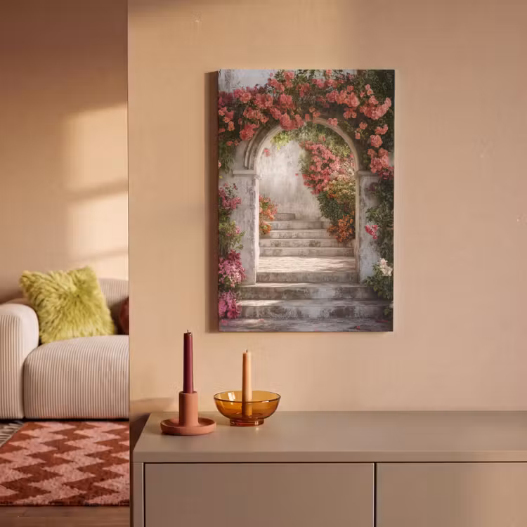 Canvas schilderij - Doorkijk - Rozen - Vintage - Poort — 1