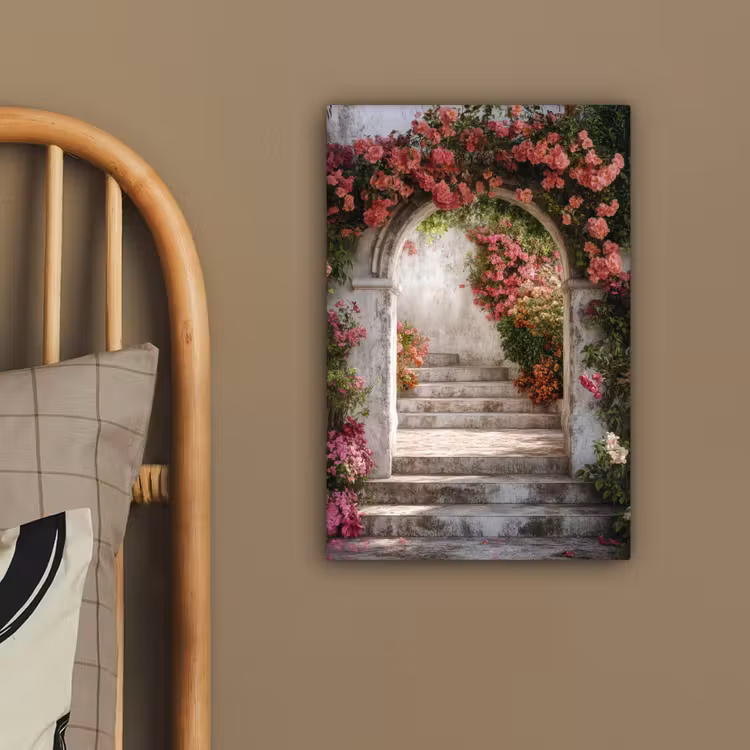 Canvas schilderij - Doorkijk - Rozen - Vintage - Poort — 2