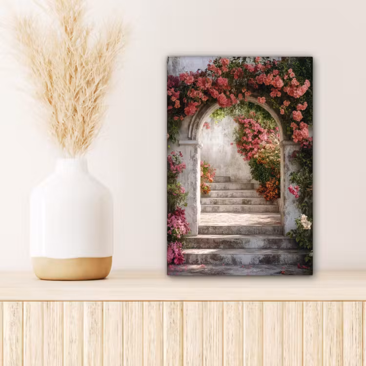 Canvas schilderij - Doorkijk - Rozen - Vintage - Poort — 5