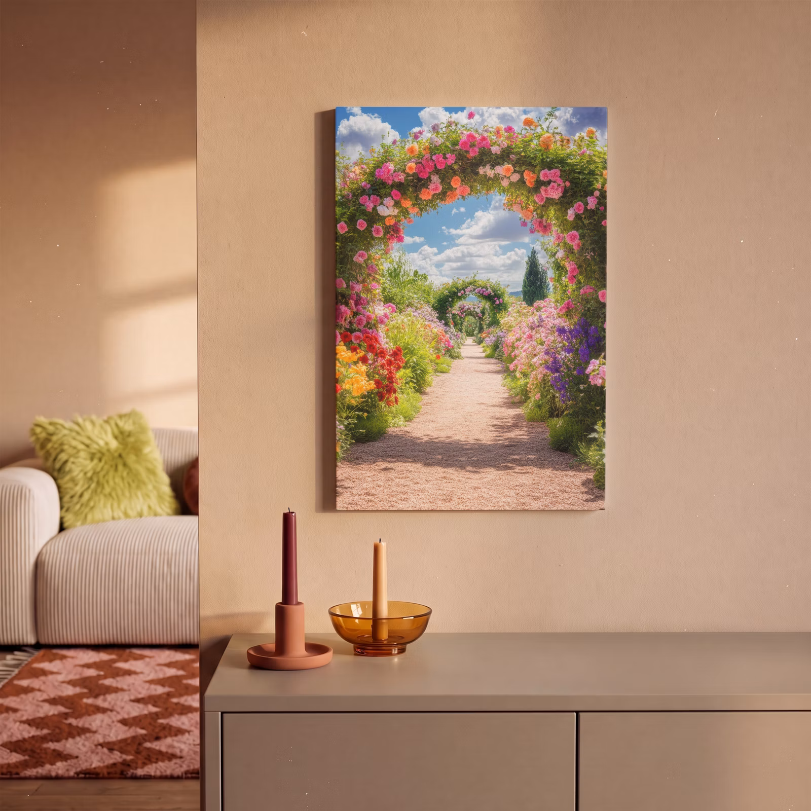 Canvas schilderij - Doorkijk - Bloemen - Kleurrijk - Natuur — 1