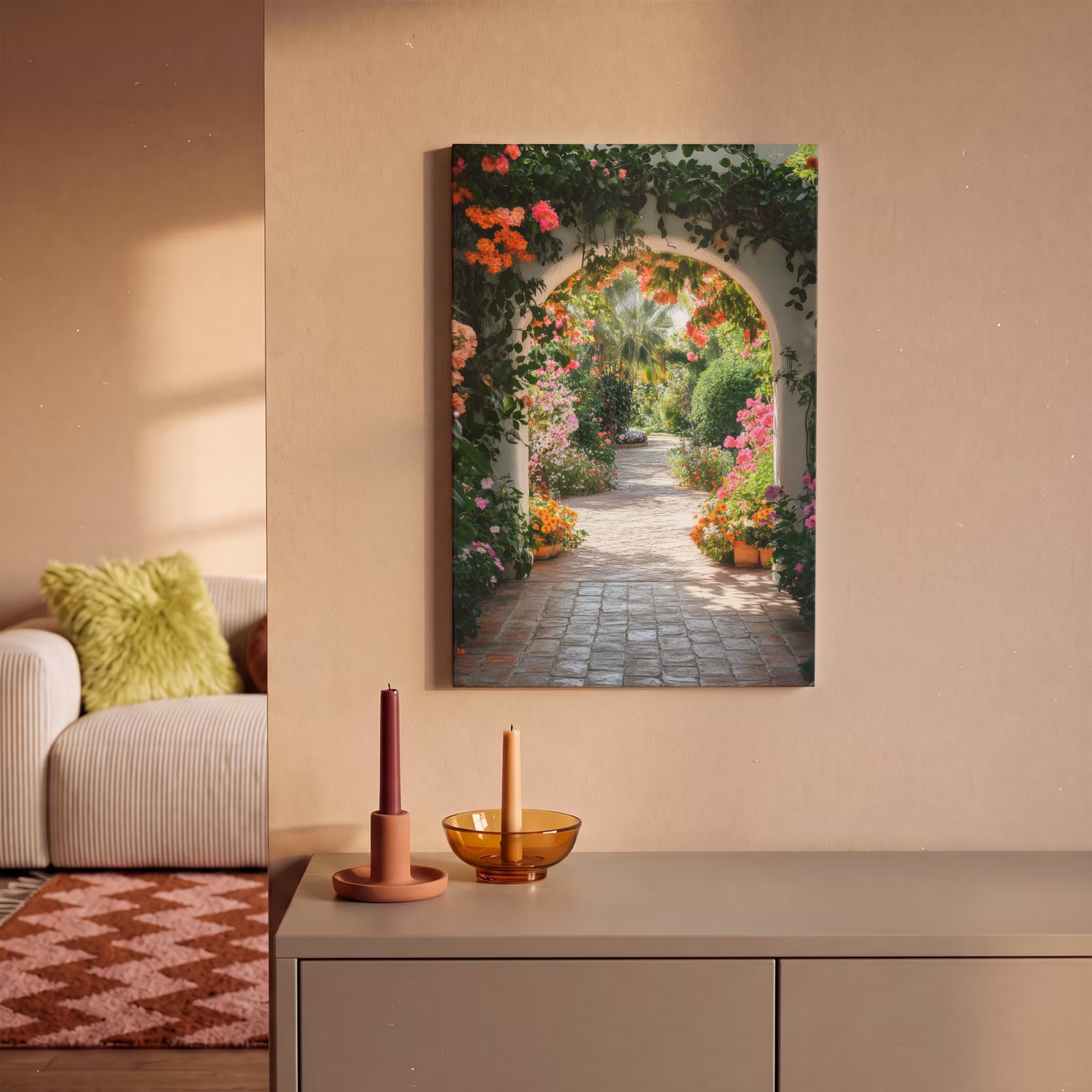 Canvas schilderij - Doorkijk - Bloemen - Natuur - Bloementuin — 1