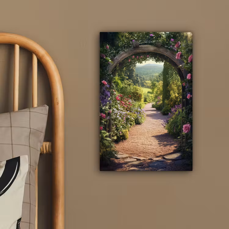 Canvas schilderij - Doorkijk - Bloemen - Natuur - Rozenboog — 2