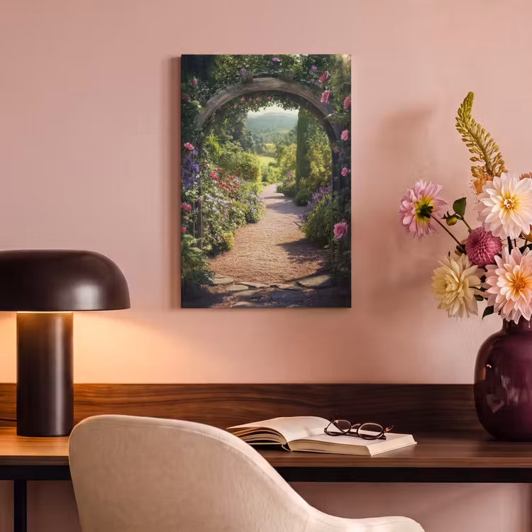 Canvas schilderij - Doorkijk - Bloemen - Natuur - Rozenboog — 3