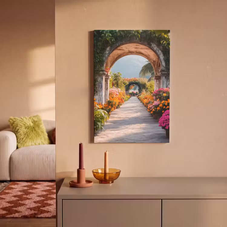 Canvas schilderij - Doorkijk - Bloemen - Tropisch - Kleurrijk — 1