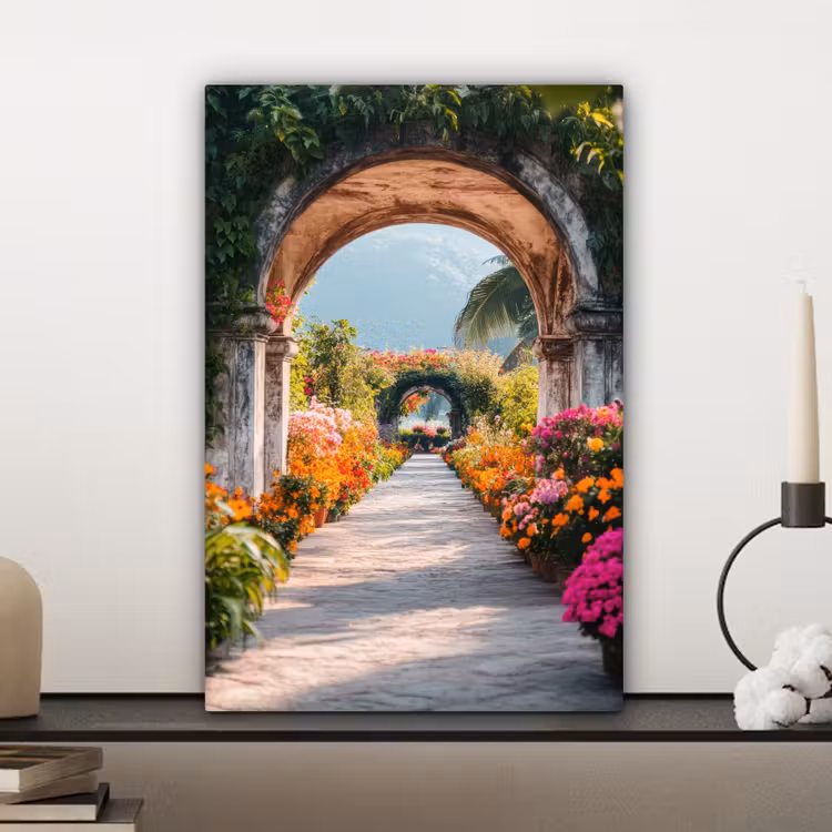 Canvas schilderij - Doorkijk - Bloemen - Tropisch - Kleurrijk — 4