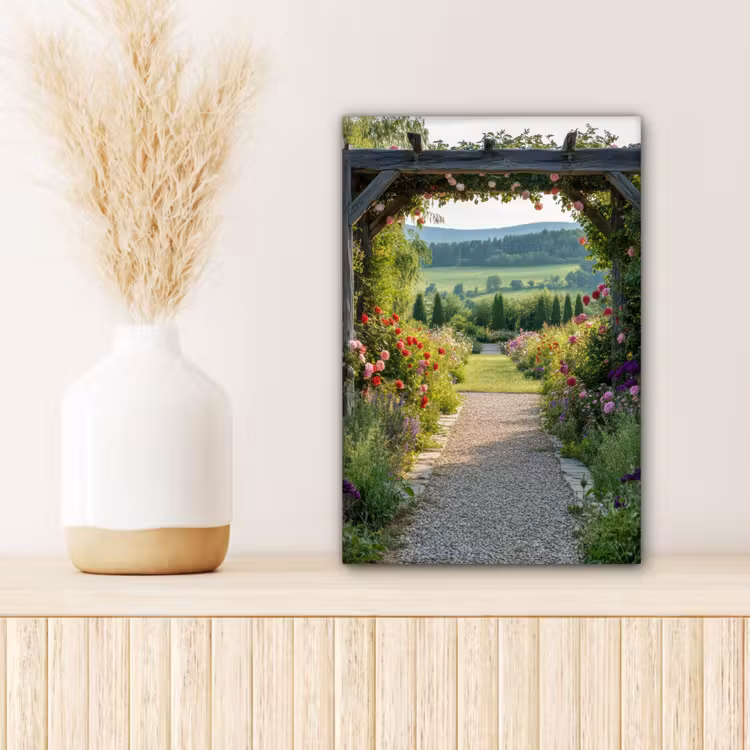 Canvas schilderij - Doorkijk - Landschap - Natuur - Tuinboog - Bloemen — 5