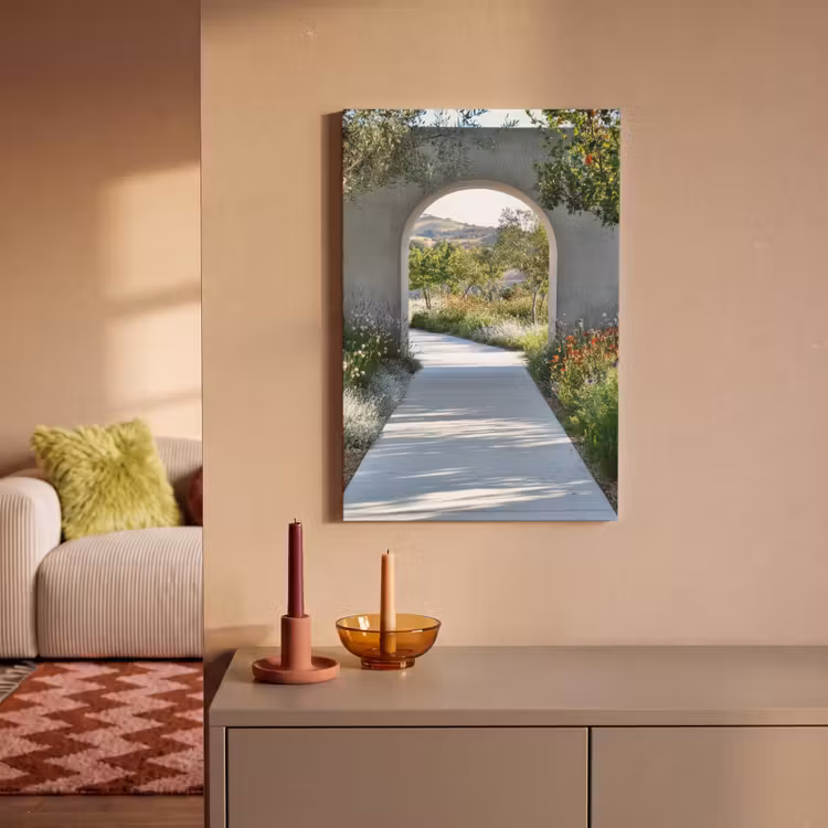 Canvas schilderij - Doorkijk - Pad - Beton - Landschap — 1