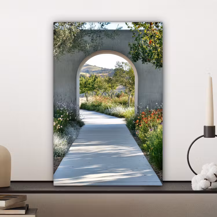 Canvas schilderij - Doorkijk - Pad - Beton - Landschap — 4