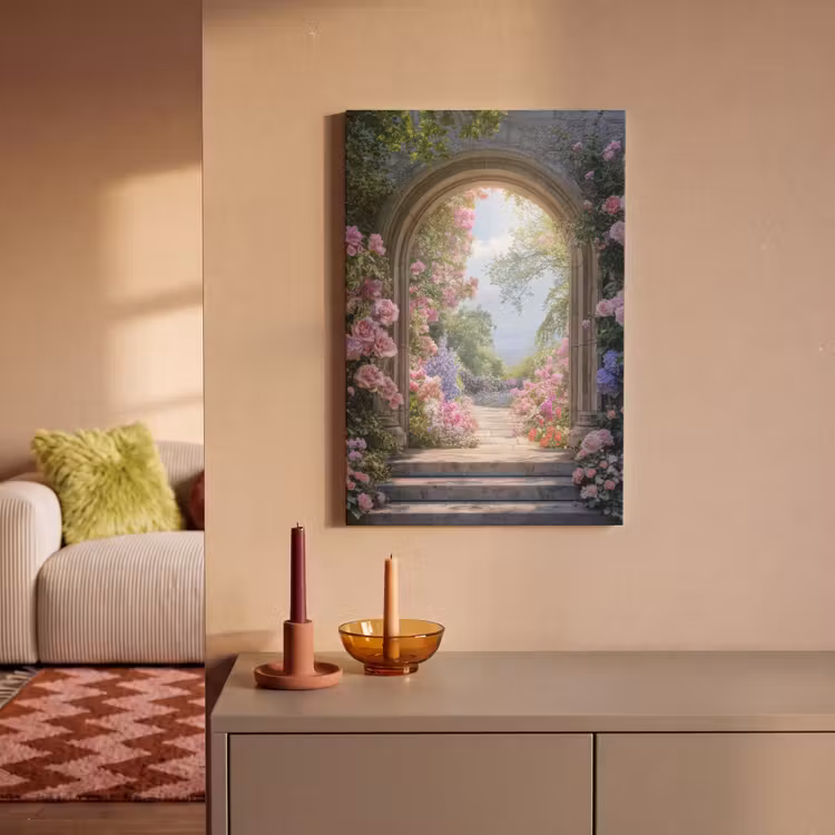 Canvas schilderij - Doorkijk - Rozen - Vintage - Bloemen — 1