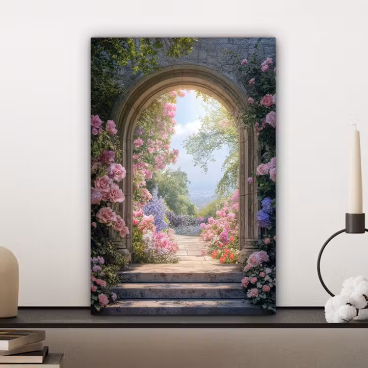 Canvas schilderij - Doorkijk - Rozen - Vintage - Bloemen — 4