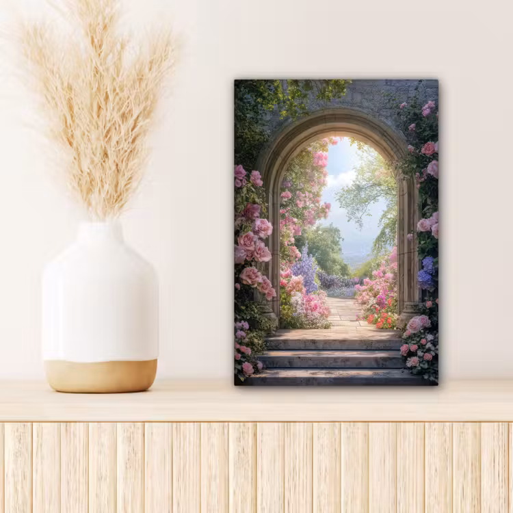 Canvas schilderij - Doorkijk - Rozen - Vintage - Bloemen — 5