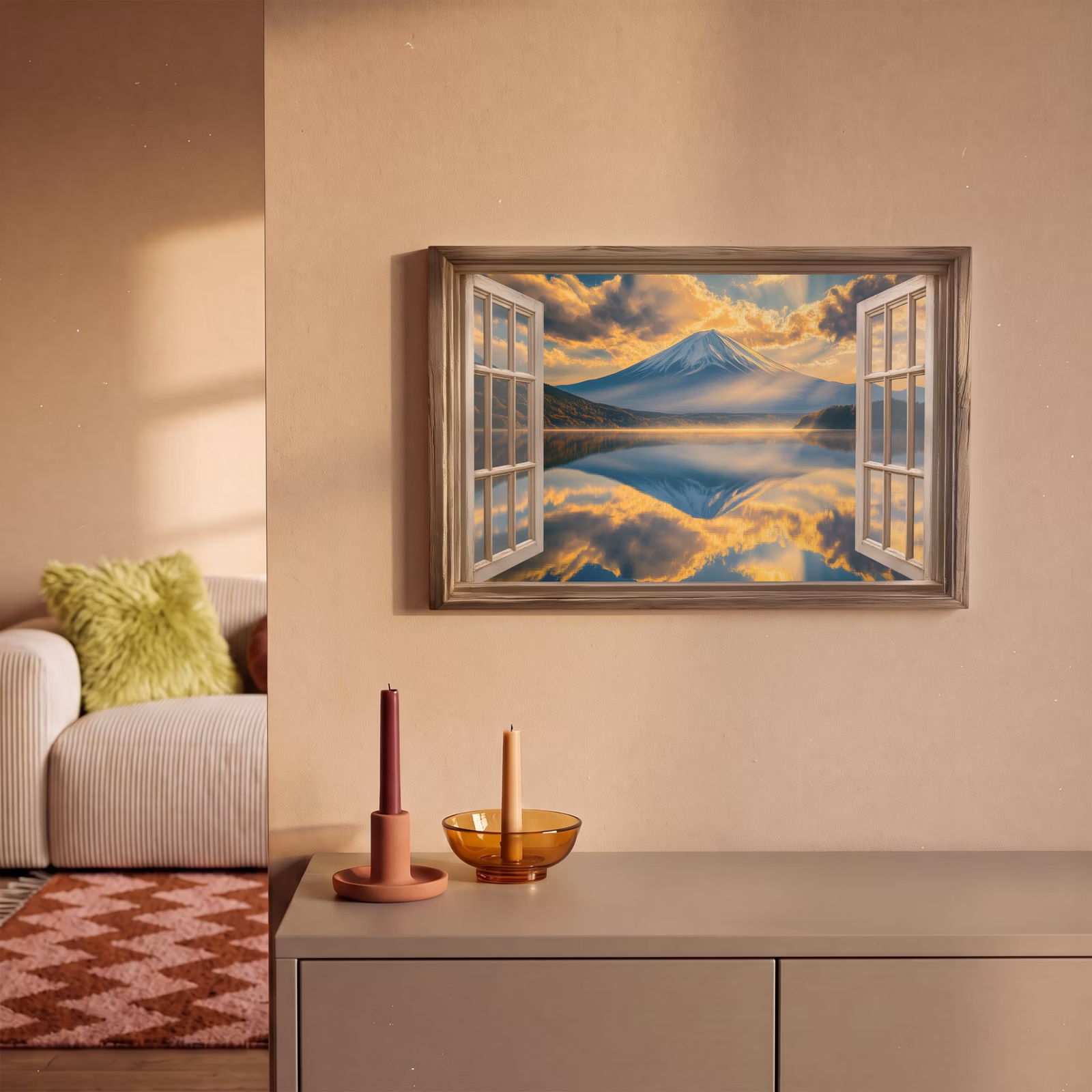 Canvas schilderij - Doorkijk - Landschap - Bergen - Uitzicht - Raam — 1