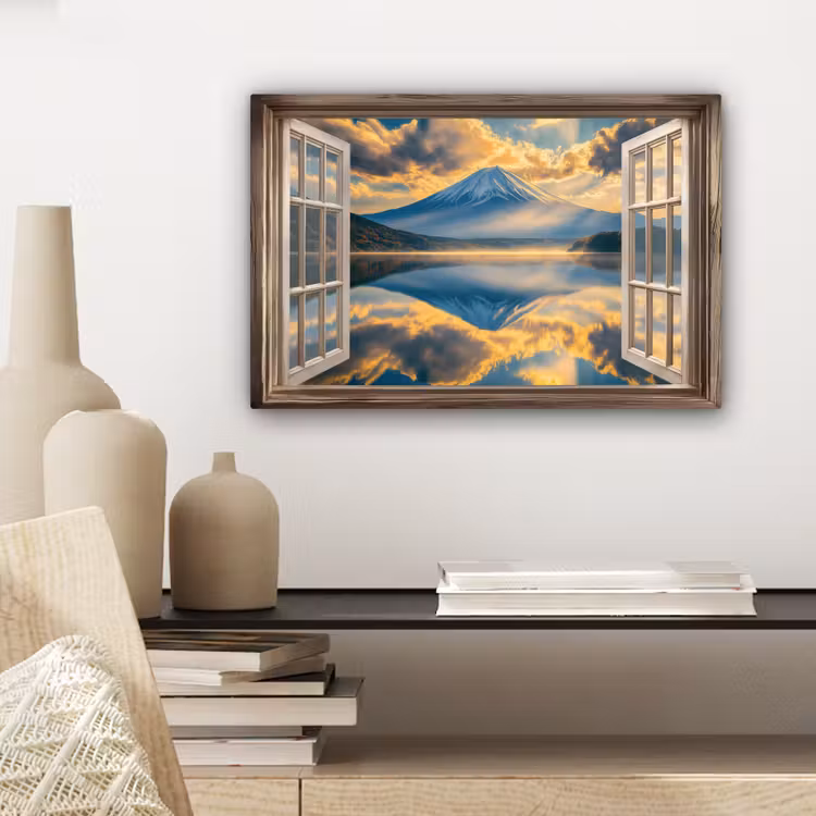 Canvas schilderij - Doorkijk - Landschap - Bergen - Uitzicht - Raam — 3